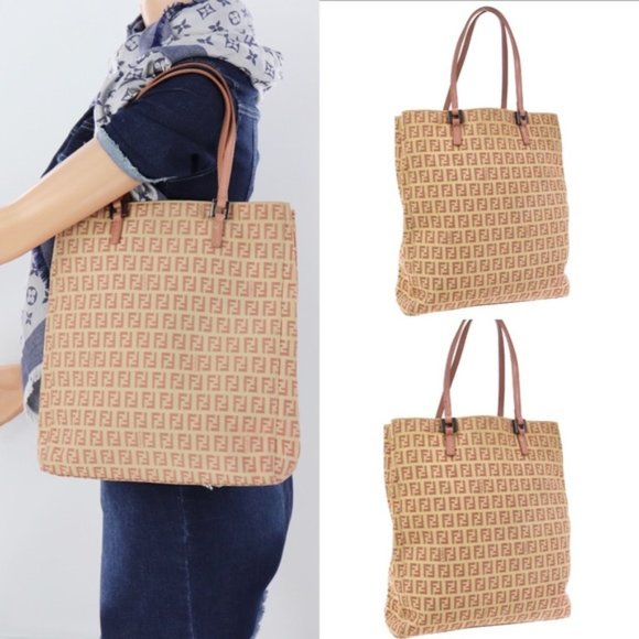 Fendi Handbags - 💎✨AUTHENTIC✨💎 FENDI Pink Beige Canvas Tote Bag